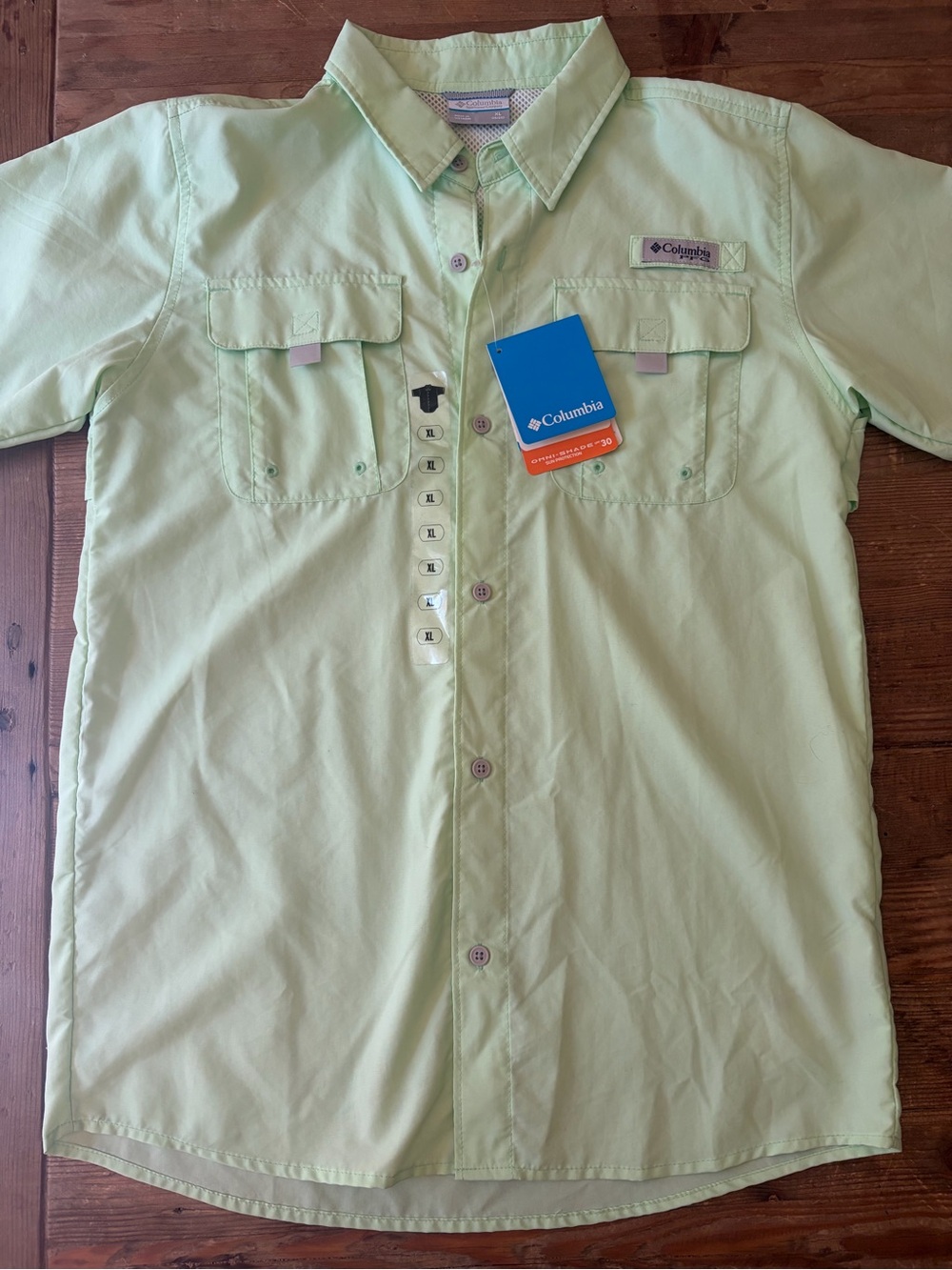 Columbia Boys Short Sleeve Fishing Shirt - Light Green size XL (16-18)